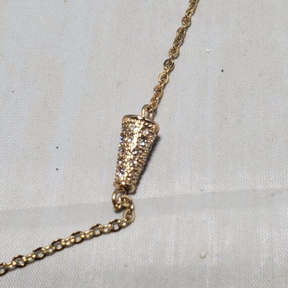 Banana Republic fine gold chain with small, pave-set, clear stones Y necklace - Picture 6 of 7
